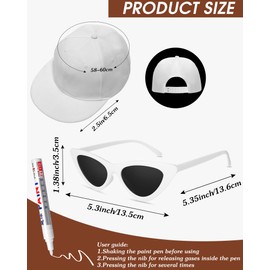 Yahenda 4 Pcs 80s 90s Hip Hop Costume Accessories Kit Rapper 2000s Sunglasses Hat Chain Outfit for Adults(Cat Eye)