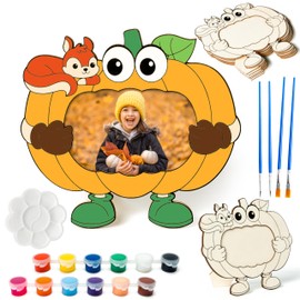 BeYumi 12Pcs Fall Wooden Pumpkin Picture Frame Craft Color Your Own Wooden Pumpkin Picture Frame Autumn DIY Gift for Kids Thanksgiving Photo Frame Pumpkin Shaped Picture Frame for Home Tabletop Decor