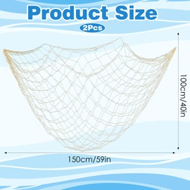 Elegaperma 2 Pcs Decorative Fishing Net,100×150 CM Fishing Net Decoration