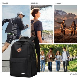 Black Backpack for School, 17.3 Inch Backpack for Teen Boys Girls, Lightweight Middle Colloge High School Backpack for Women Men, Simple Daypack Bookbag, Kids Book Bag, Mochilas Escolares para