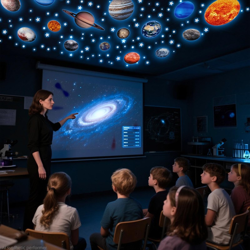 Fontien Solar System Wall Decals, 780 Pcs Glow in The