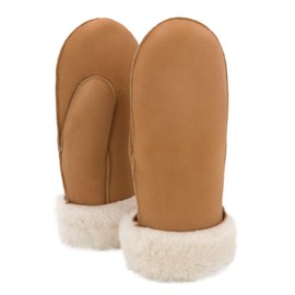 Rohn Nepal Lambskin Gloves Cognac Real Lambskin for Men and Women Mittens Premium Quality Mongolian Lambskin Gloves, Cognac