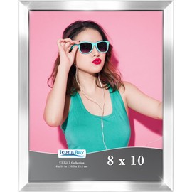 Icona Bay 8x10 Picture Frame, Silver Solid Wood Scandinavian Style Frame for Photo, Pizzazz Collection