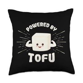 Vegan Veggie Powered By Tofu Gift Idea Vegetables Plant Food Throw Pillow