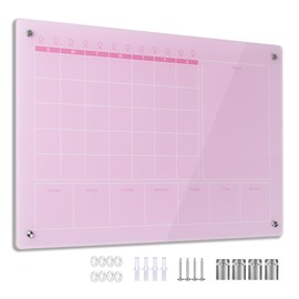 Marribol Large Acrylic Calendar for Wall,24"X16",Acrylic Dry Erase Calendar for Wall,Pink Dry Erase Board for Home/Office