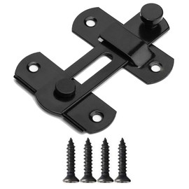 Flip Door Latch, Flat Door Lock, Stainless Steel Sliding Safety Door Bolt Latch, Pet Cage Door Lock Latch (Black)