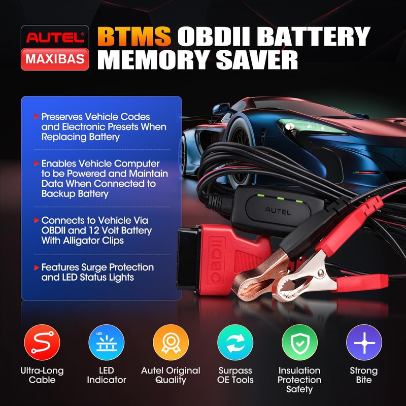 2024 Autel MaxiBAS BTMS OBDII Battery Tester Memory Saver, Preserve