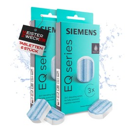 MEISTERZWECK4U - Siemens TZ80002 Descaling Tablets 2 x 3 Pieces - For All EQ & Supresso Fully Automatic Coffee Machines - Cleaning, Descaling Coffee Machines - Removes Limescale and Corrosion