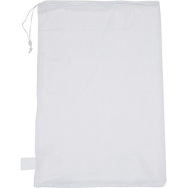 Champion Sports Mesh Sports Equipment Bag- White, 24" x 36"- Multipurpose, Nylon Drawstring Bag w/ Lock and ID Tag, for Sports Equipment, Balls, Swimming Gear - Breathable Stuff Sack