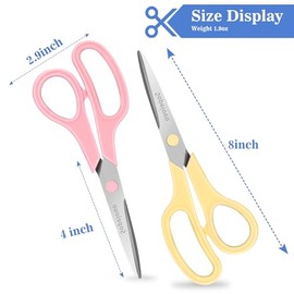 Scissors Set of 24-Pack, 8" Scissors All Purpose Comfort-Grip Handles, Sharp Scissor for Office Home School Craft Sewing Fabric Supplies, High/Middle School Student Teacher, Right/Left Hand