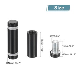 uxcell 12 Pcs Standoff Screws, 1/2" x 1.6" Stainless Steel Double Head Advertising Screws Wall Standoff Mounts Hardware for Acrylic Glass Sign Holder Wine Glass Rack, Black