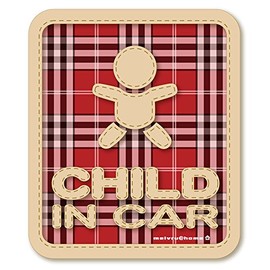[Magnet] Check Pattern CHILD IN CAR Child Car Magnet Sticker Children Ride In Car (CHILD/Red)