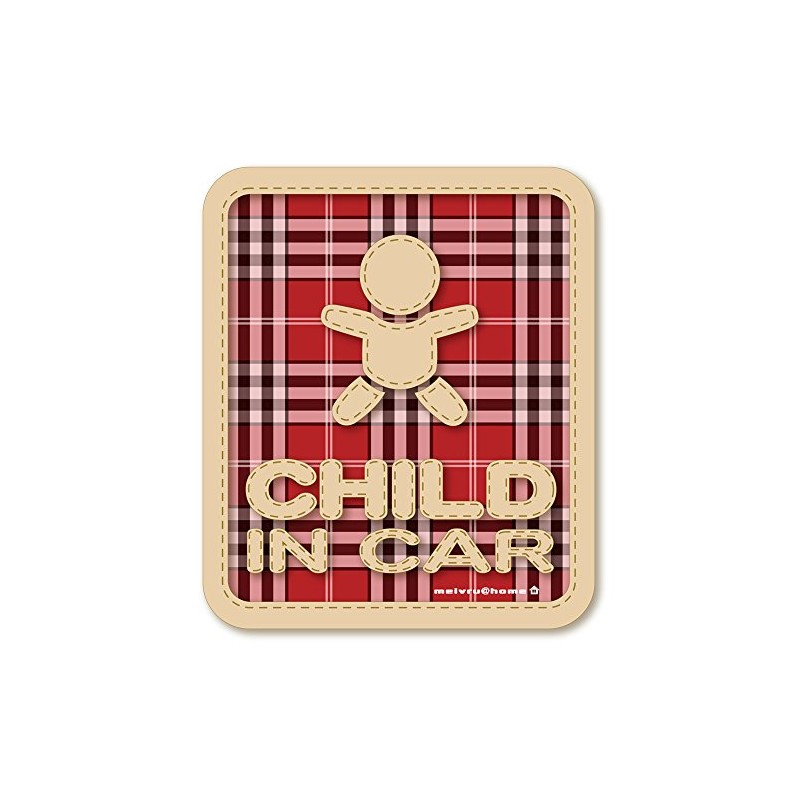 [Magnet] Check Pattern CHILD IN CAR Child Car Magnet Sticker