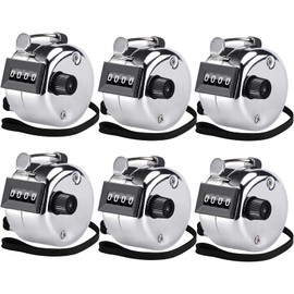 KTRIO 6 Pack Budget Metal Handheld Tally Counter 4-Digit Number Count Clicker Counter, Hand Mechanical Counters Clickers Pitch Counter for Coaching, Crocheting, Lap Walking, Stitch, and School, Silver