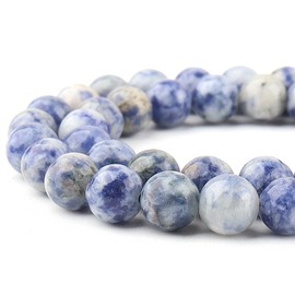 DIQIO Natural Stone Beads Gemstone Beads for Jewelry Making - Crystal Beads for Bracelets, 8mm Beads Round Loose Beads(44-47pcs, 8mm, Blue Spot Jasper)