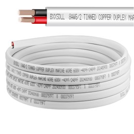 8 Gauge Duplex Marine Wire 8/2 Tinned Copper Electrical Cable Waterproof OFC Oxygen Free Copper Wire for Boat, RV, Camper, Trailer, Solar Outdoors (8 AWG, 20FT)