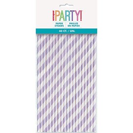 Striped Paper Straws | Lavender | 40 Pcs.