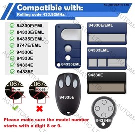 AG MATIC Garage remote control for Chamberlain/Motorlift/Liftmaster/ 84330E, 84333E, 84335E, 94335E, 94334E, 94333E, 94330, ML500, ML700, ML750, ML850, LM5580 rolling code 433.92MHz. (Pack of 2)