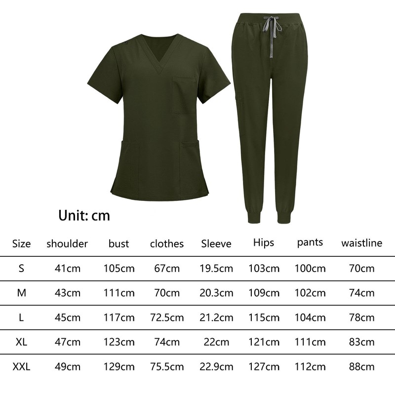 Wazsnhm Women Uniform Scrubs Set Top and Pants Durable V