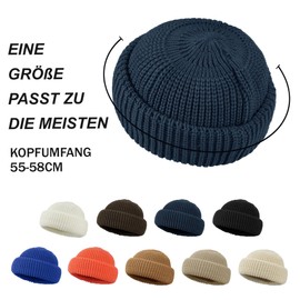 CLAPE Streetstyle Fisherman Beanie Stretchy Knitted Hat Short Knitted Docker Hat Warm Winter Hat Wool Hat Men, DDTH3-Navy Blue