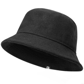 GADIEMKENSD Winter Bucket Hat - Premium Wool, Packable, Plain Colours, Unisex Warm Hat, black