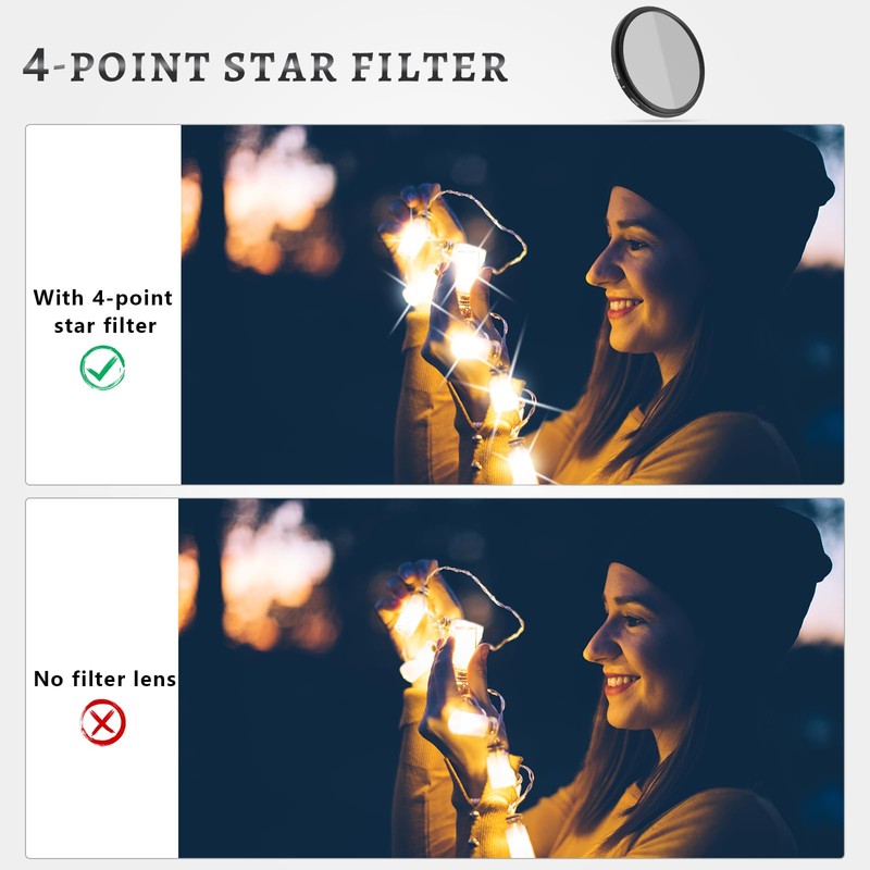 Erzekrim 58 mm Star Filter Pack of 3 Adjustable Cross