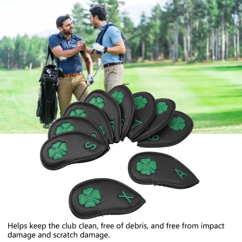 10 PCS Golf Club Head Covers Four Leaf Clover Pattern