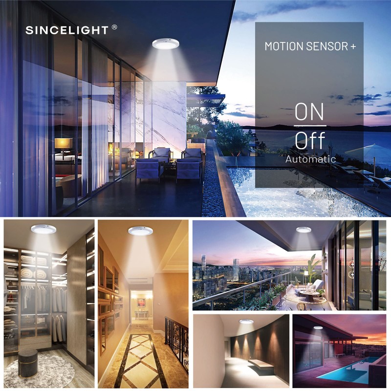 SINCELIGHT PIR LED Motion Sensor Ceiling Mounted Light Fixture, 18W