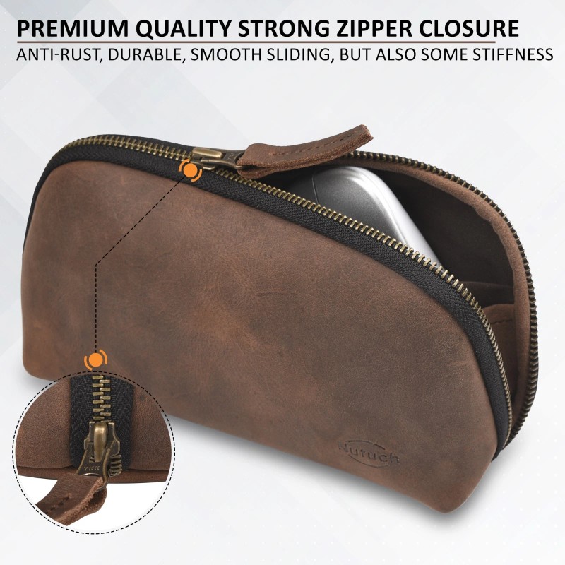 NUTUCH Leather Tech Pouch for Cables Chargers Phone | Tech