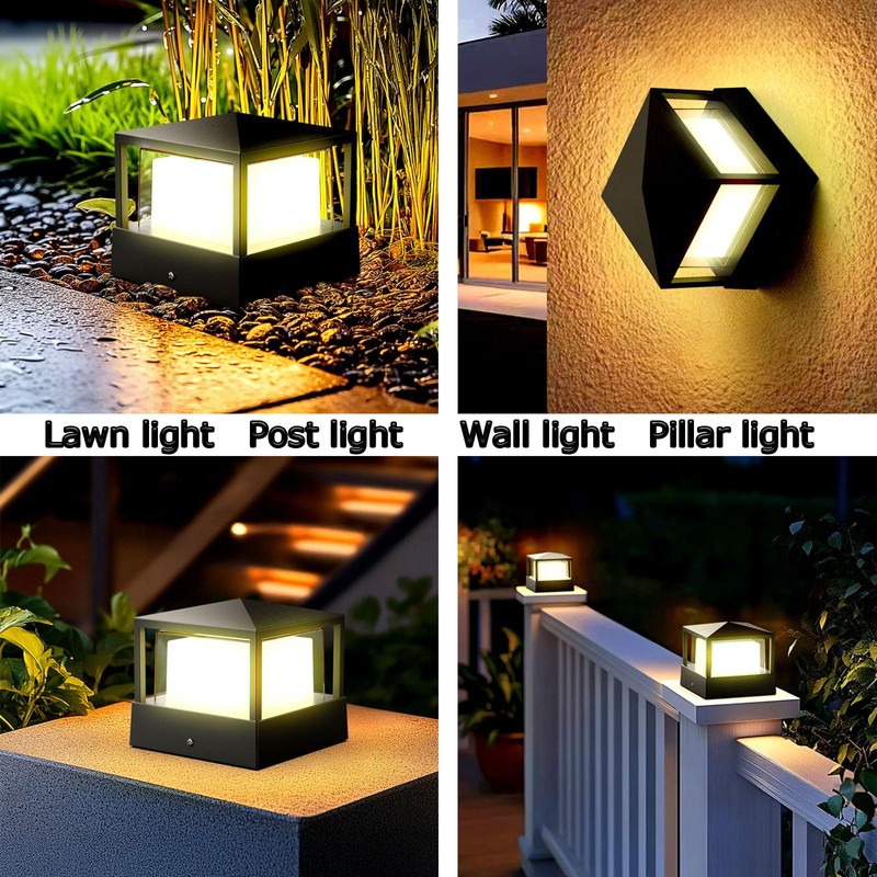 JHOTEC Pillar Lights,Outdoor Post Lights,Outdoor Column Lights, Deck Lights, Fence