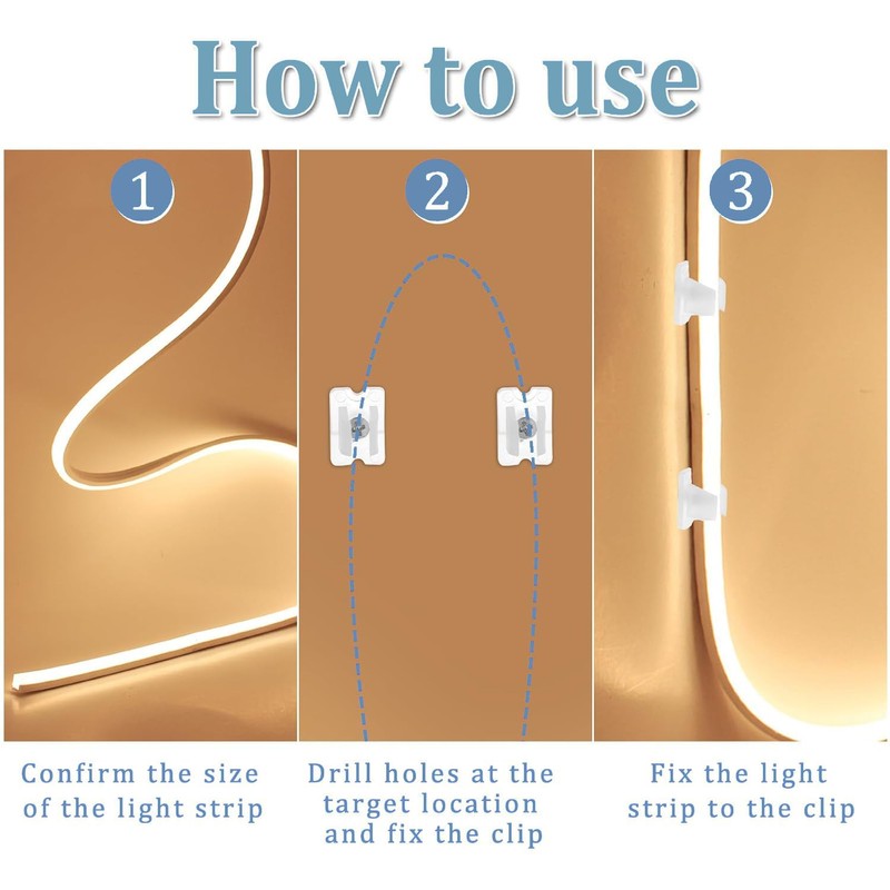 TOP-VIGOR 30Pcs LED Strip Light Clips, Mounting Bracket Fixing Clips