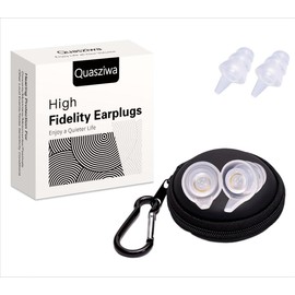 Quasziwa Concert Ear Plugs for Noise Reduction - Hearing Protection for Motorcycles, Musicians, Music Festivals, Work Ultra Comfortable 25dB Noise Cancelling Reusable High Fidelity Earplugs, Clear