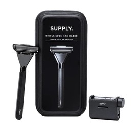 Supply Maquinilla de afeitar SUPPLY Single Edge Max para hombre: maquinilla de afeitar de seguridad premium de una sola hoja de metal con cabezal pivotante para reducir los cortes y la irritación. Inc