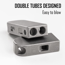 KeyUnity Titanium Emergency Whistle,EDC Loud Signal Two Tubes Whistle for Key Chain 120dB for Outdoor Camping, Hiking & Training (Silver KA25L)