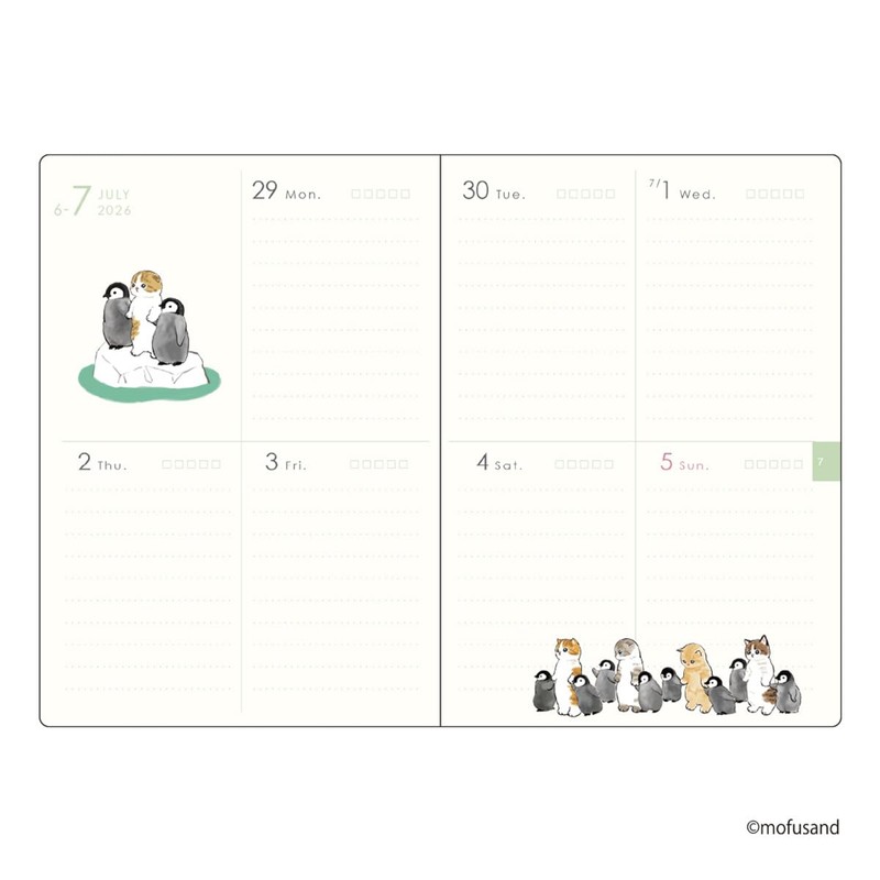 2026 Planner B6 Block Weekly mofusand/Penguin Cat
