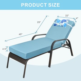JMGBird Outdoor Chaise Lounge Cushion 70 * 22 * 4.5 Inch, Patio Chaise Lounge Chair Cushions Water-Repellent Foldable Pool Thick Lounge Cushions Outdoor Furniture