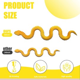 30 Inch 3D Printed Snake - Movable Articulated Snake, Perfect 3D Printed Animals for Educational Toys! Must-Have Toys for Kids and Collectors, Home Office Executive Desk Decor (Gold)