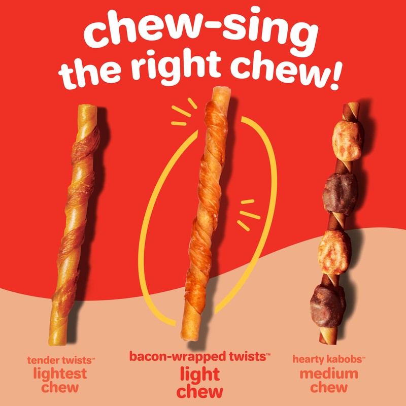 Oinkies Bacon Wrapped Twists, Real Meaty Chews, 14 Count