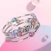 Cumilo Beaded Silver Bangle Wrap Bracelet with Natural Stones for