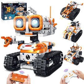 MOJINO Boys Gifts for 5-12+ Year Old 4-in-1 RC Robot Toy for 6-12+ Year Old Boy Building Set App & Remote Control Building Set Educational Toys Birthday gift