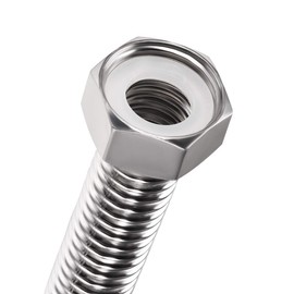 sourcing map Corrugated Pipe Stainless Steel Water Pipe G1 Internal Thread Connection with Washer 3.9 Inch