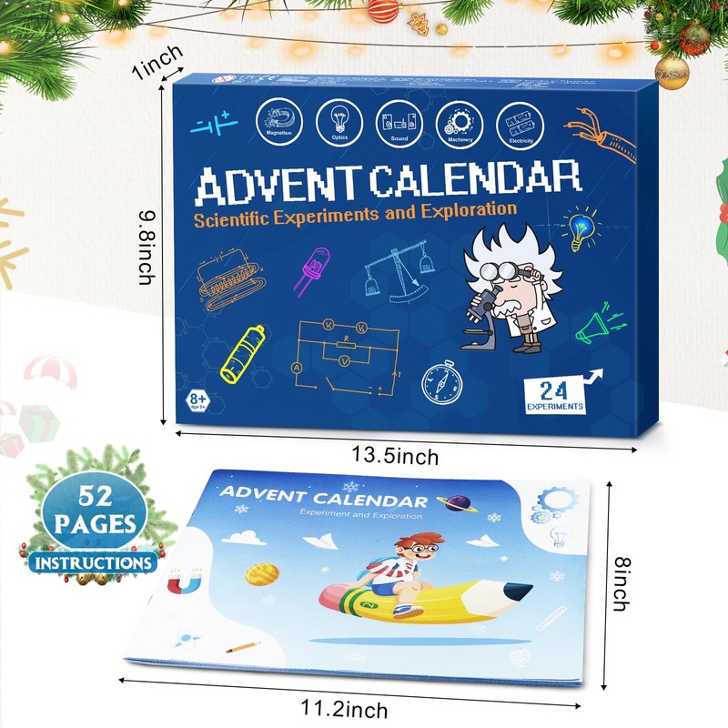 Advent Calendar 2025, 24 Days Christmas Science Experiments Countdown Calendar