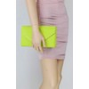 Girly Handbags Ladies Faux Suede Envelope Clutch Bag, Lime