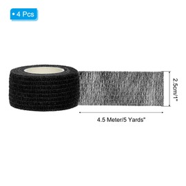 PATIKIL Sports Self-Adhesive Tape, 4 Pack 2" X 5 Yards Bandage Wrap Breathable Elastic Tape Prevent Finger Friction for Golf Baseball Volleyball, Black