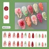 24Pcs Flower Press on Nails Medium Almond Fake Nails Handmade