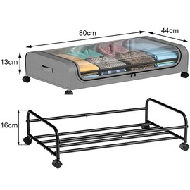 HHWRT Under Bed Storage Containers Wheels, Under Beds Storages Organizer, Under Bed Storages with Wheels, Rolling Under Beds Metal Drawer for Clothes, 2-Pack Under Beds Storage Containers (2pcs)