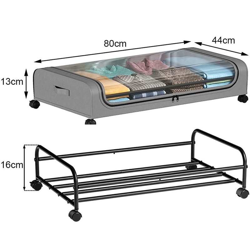 HHWRT Under Bed Storage Containers Wheels, Under Beds Storages Organizer,