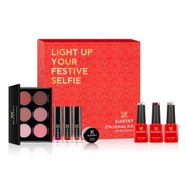 BLUESKY Beauty Kit (Limited Edition) Manicure Set with Shellac + Lip Gloss Set + Eyeshadow Palette + Aurora Powder