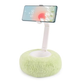 CALIDAKA Tablet Stand Pillow Cell Phone Pillow Holder for Bed Compatible with 2.36-3.35'' Phone 360°Adjustable Phone Holder for Bed with Soft Plush Fabric, and Detachable Bowl(Color:Green)