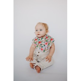 Doodalou Baby Bib Combo for Drooling and Teething - Set of Two Bibs, Soft Bamboo Viscose, Highly Absorbent, Snap Closure - Holiday Floral